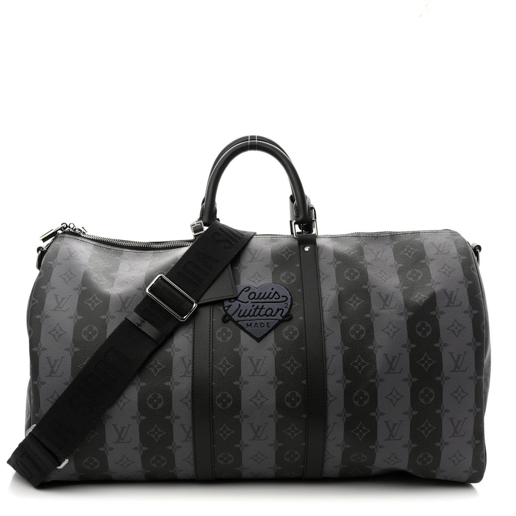 Louis Vuitton X NIGO Monogram Eclipse Stripes LV Keepall Bandouliere 50