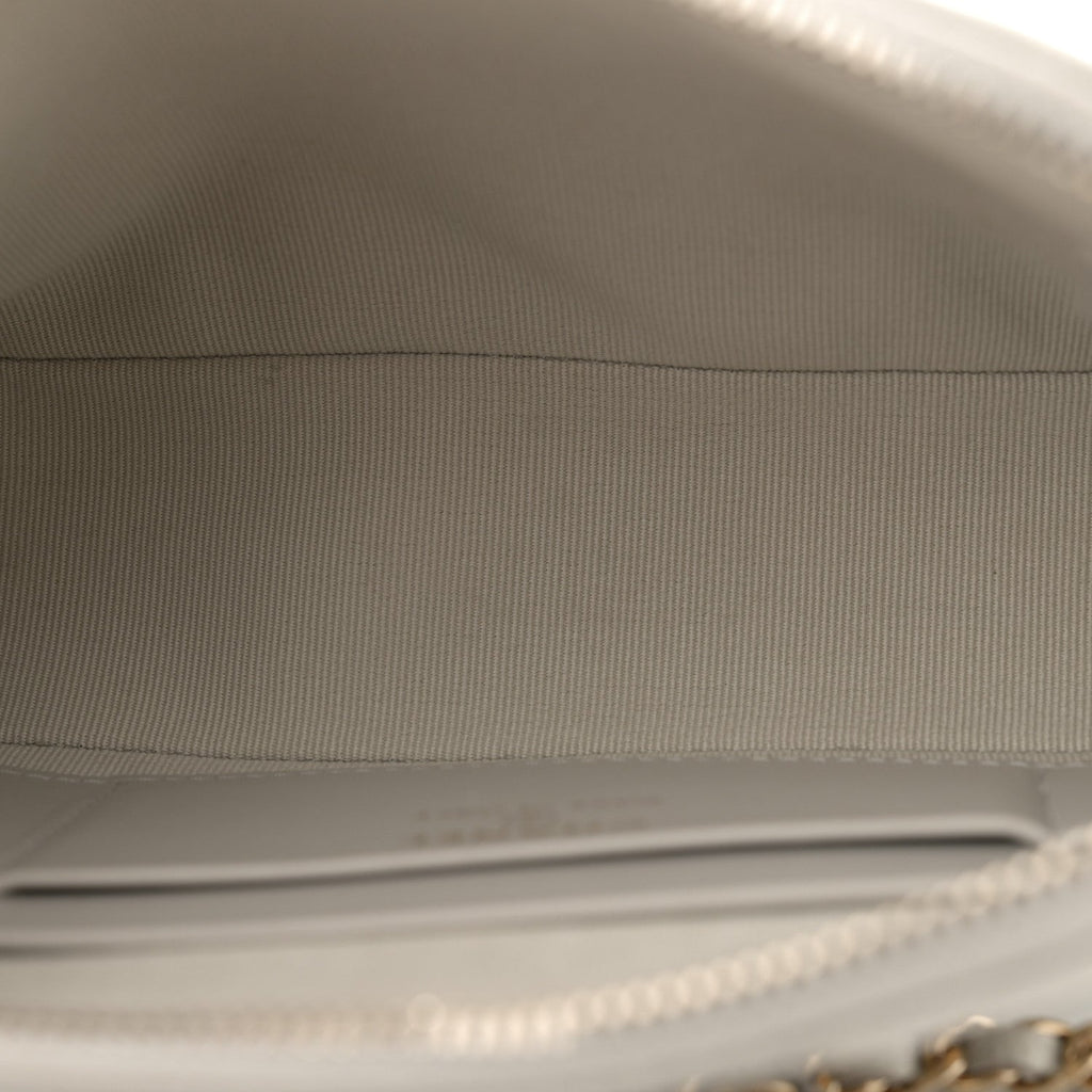 Chanel Caviar Quilted Classic Clutch With Chain Light Grey