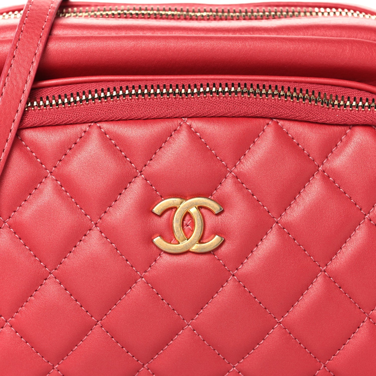 Chanel Calfskin Quilted Day Trips Camera Case Pink