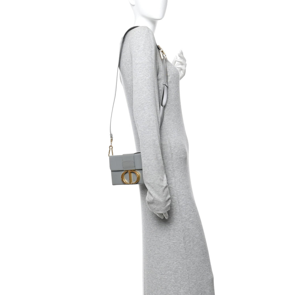 Christian Dior Box Calfskin 30 Montaigne Box Bag Stone Grey