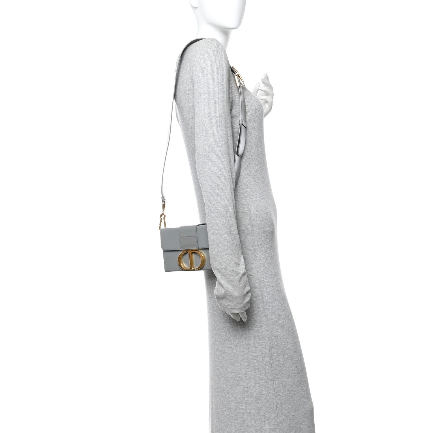 Christian Dior Box Calfskin 30 Montaigne Box Bag Stone Grey