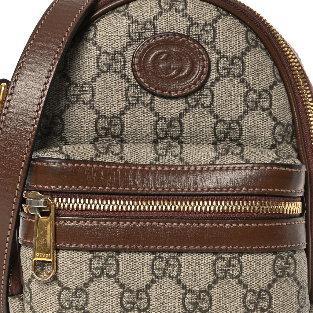 Gucci GG Supreme Monogram Azalea Calfskin Retro Interlocking G Multi-Function Bag Beige Ebony Brown Sugar