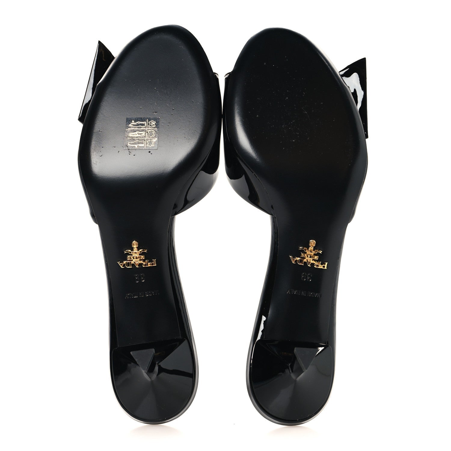 Prada Vernice Crystal Bow Pumps 39 Black
