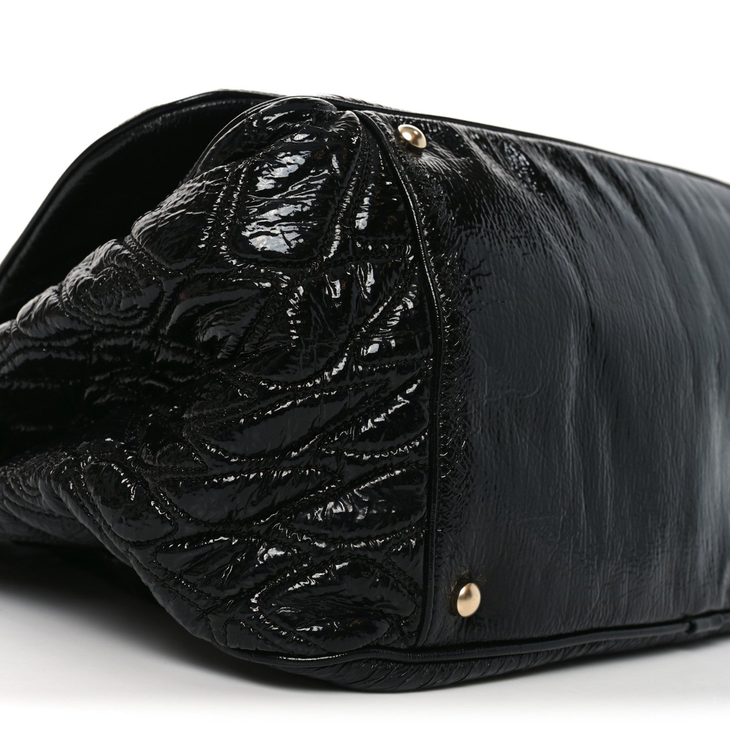 Chanel Vinyl Rodeo Accordion Flap Bag Black