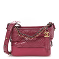 Chanel Aged Calfskin Quilted Small Gabrielle Hobo Fuchsia