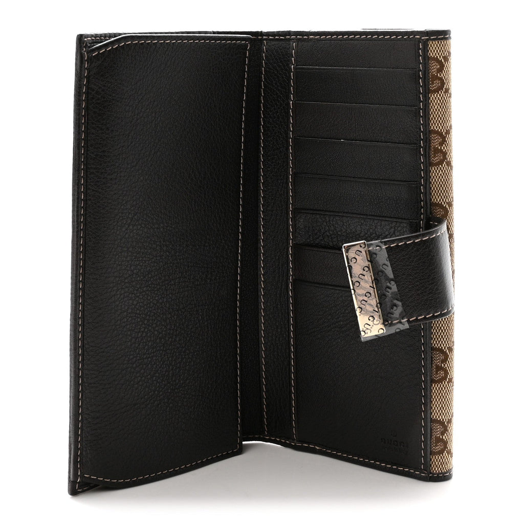 Gucci GG Plus Monogram Icon Bar Continental Flap Wallet Dark Brown