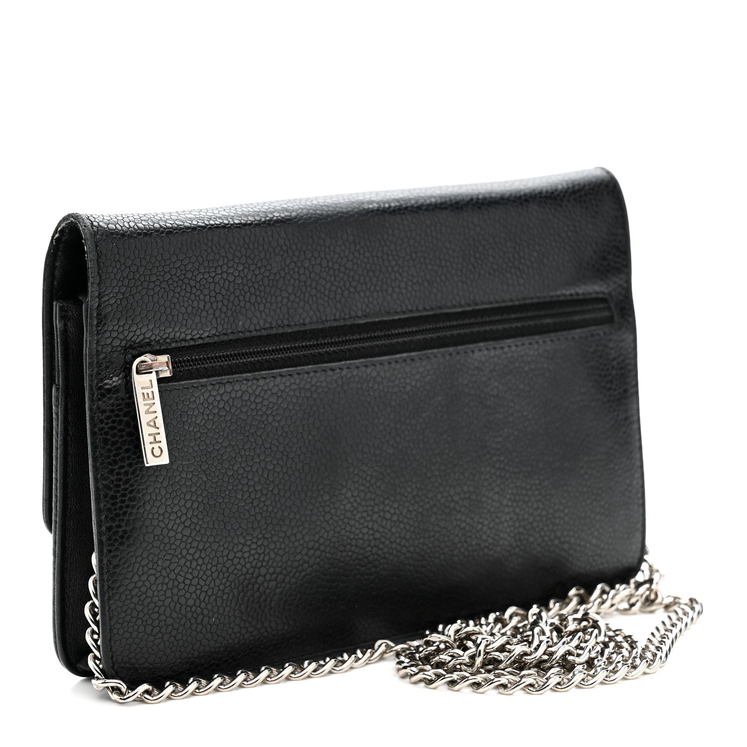 Chanel Caviar Timeless CC Wallet On Chain WOC Black