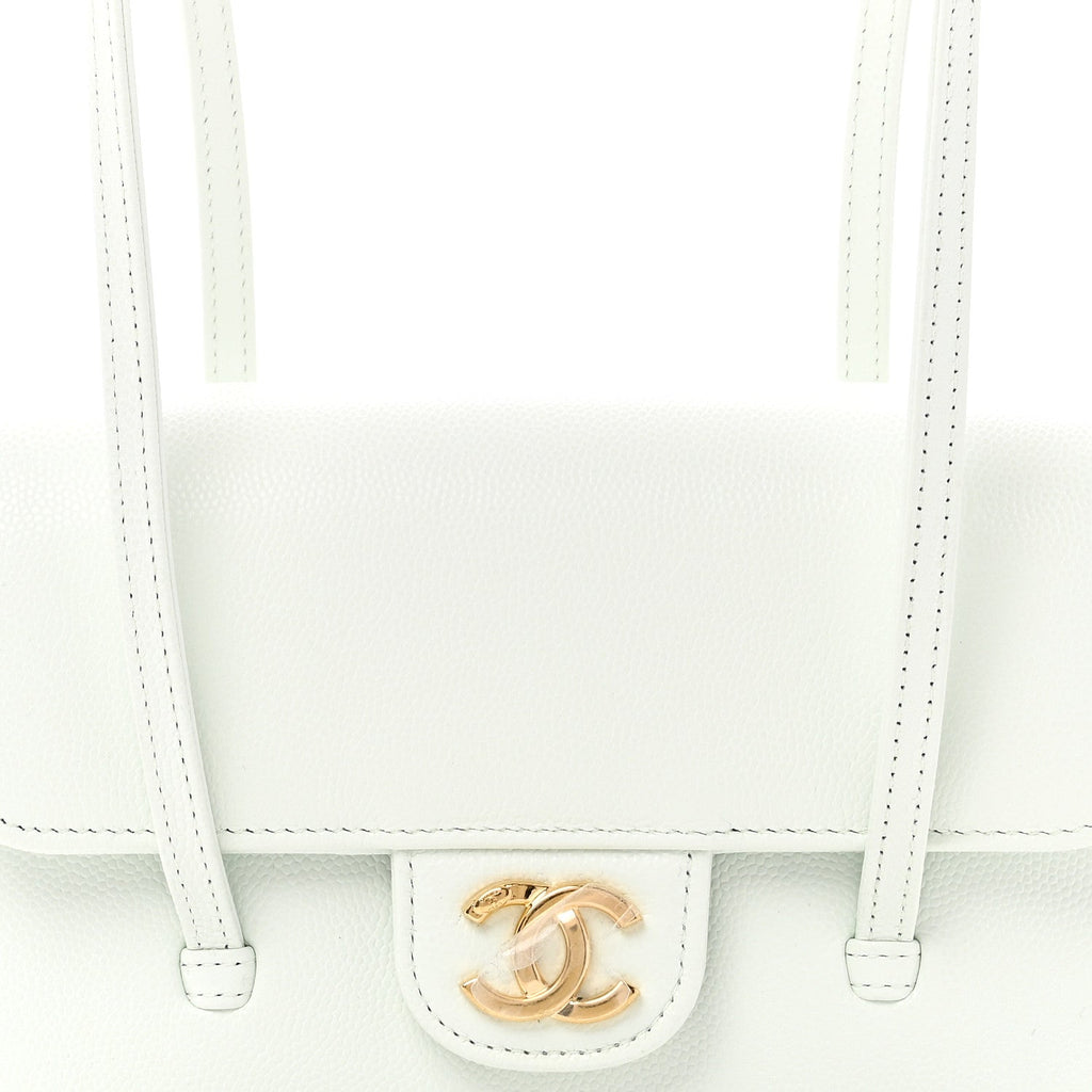 Chanel Shiny Caviar Mini Preppy Coco Shoulder Bag Light Blue