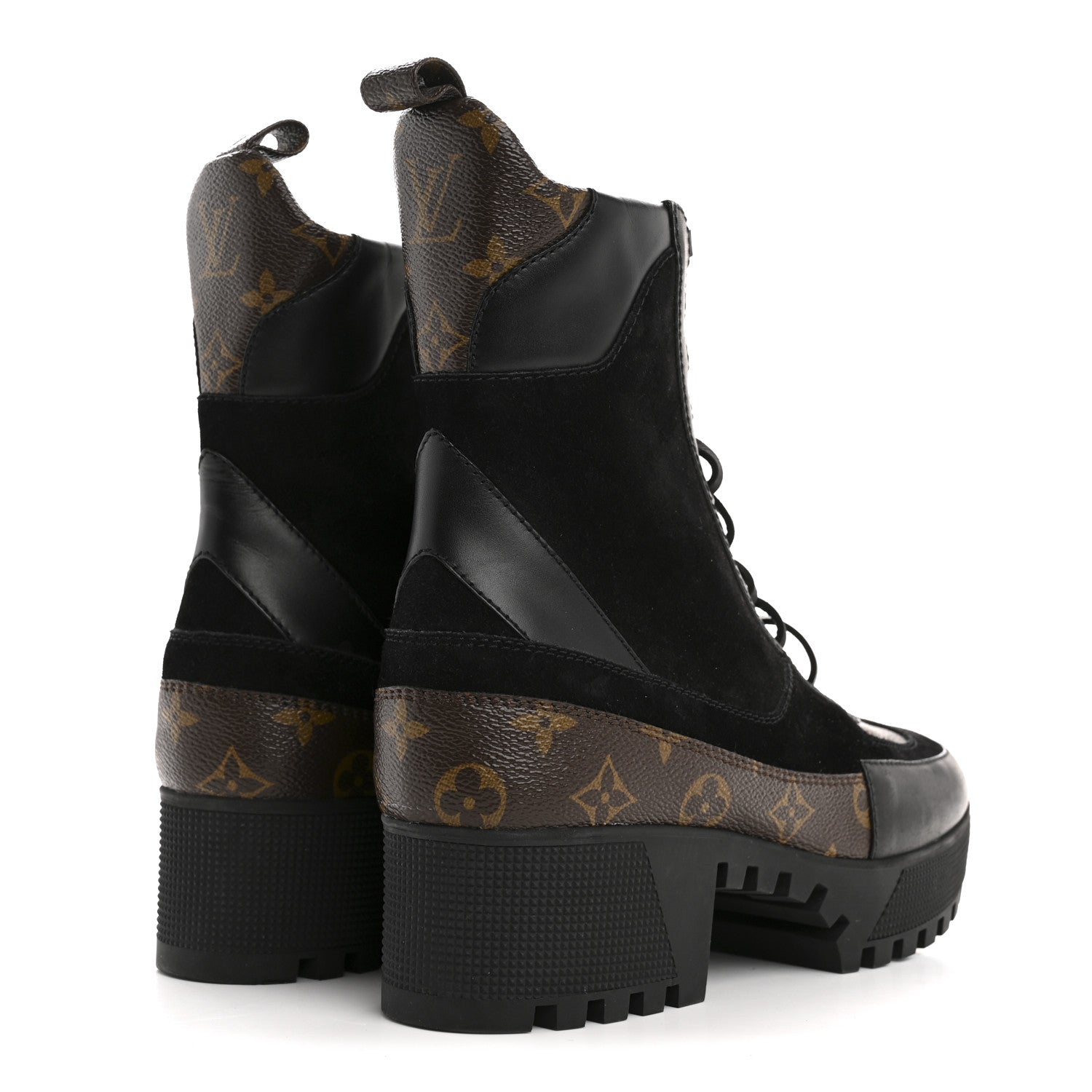 Louis Vuitton Suede Calfskin Monogram Laureate Platform Desert Boots 41 Black