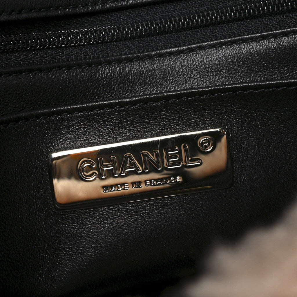 Chanel Shearling Lambskin Large Fluffy Tartan Single Flap Pink Black