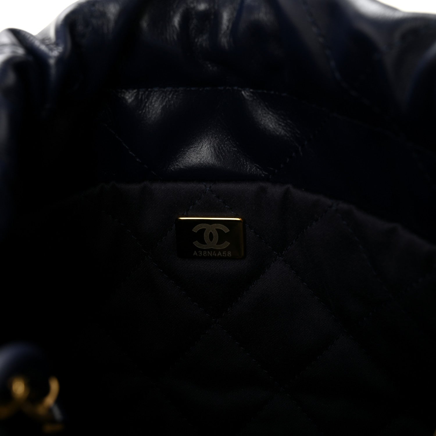 Chanel Shiny Calfskin Quilted Mini Chanel 22 Navy Blue