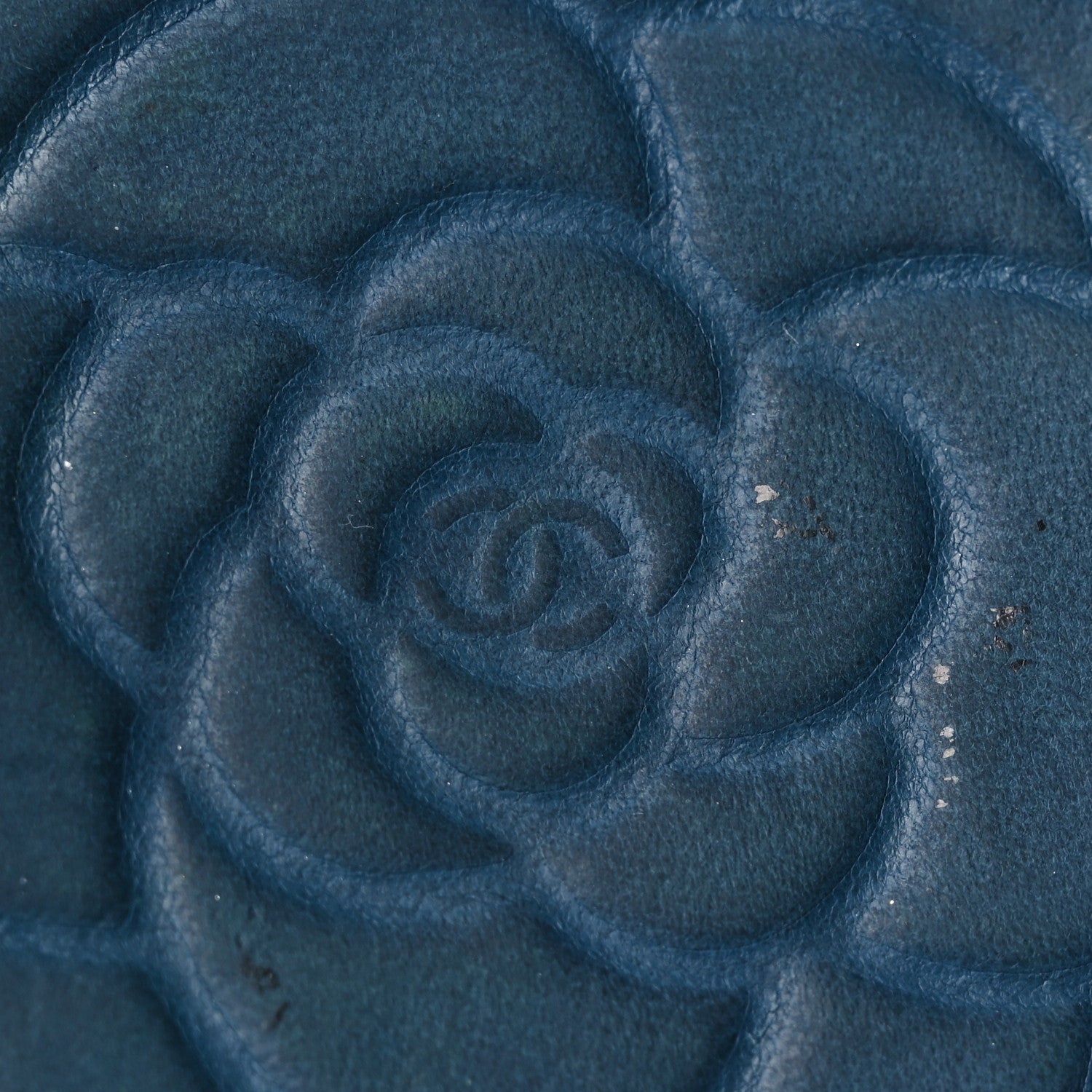 Lambskin Round Camellia CC Coin Purse Navy