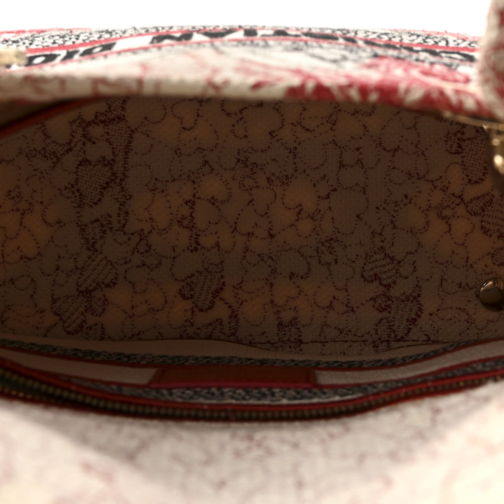 Christian Dior Canvas Embroidered Medium Dioramour D-Royaume Lady D-Lite Red Multicolor