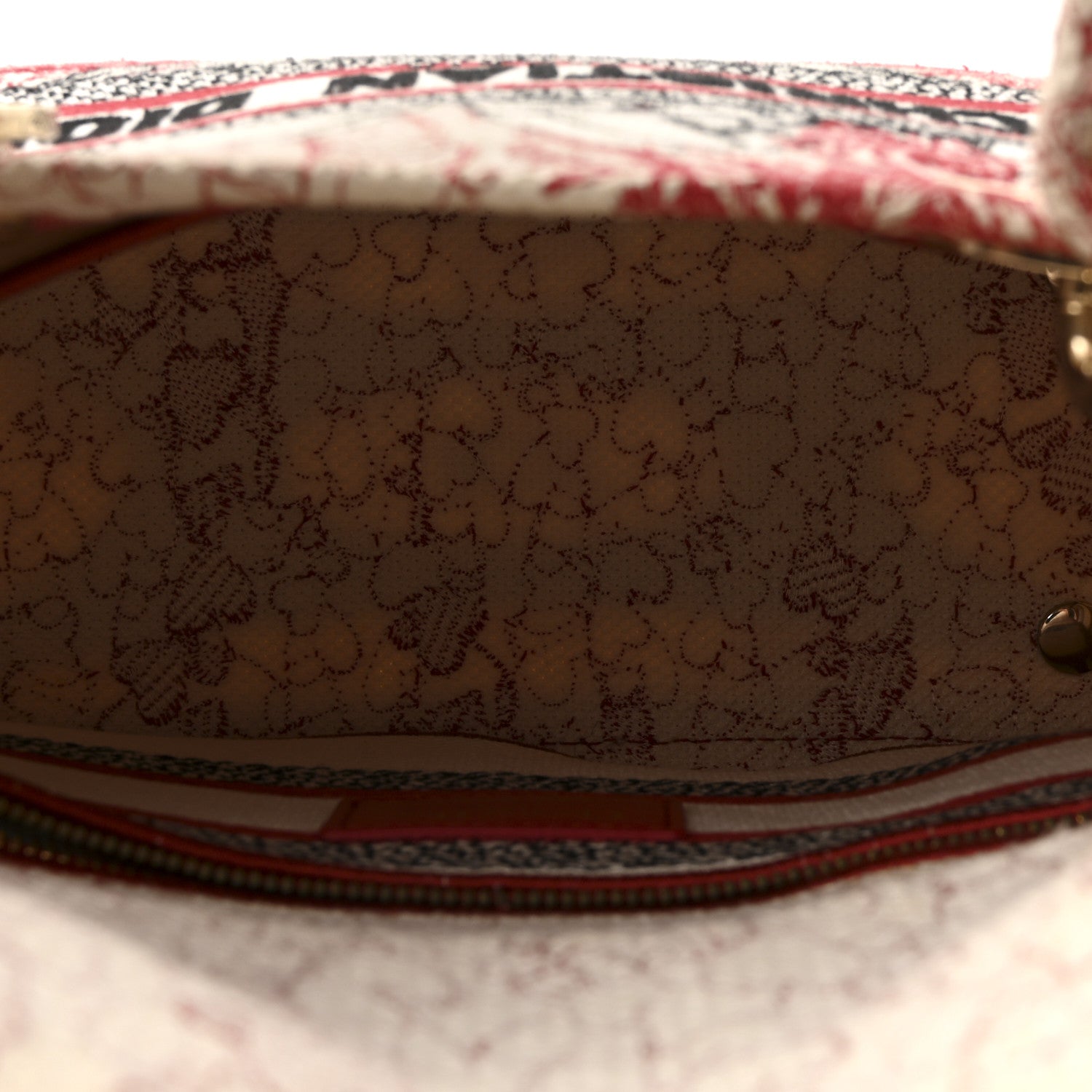 Christian Dior Canvas Embroidered Medium Dioramour D-Royaume Lady D-Lite Red Multicolor