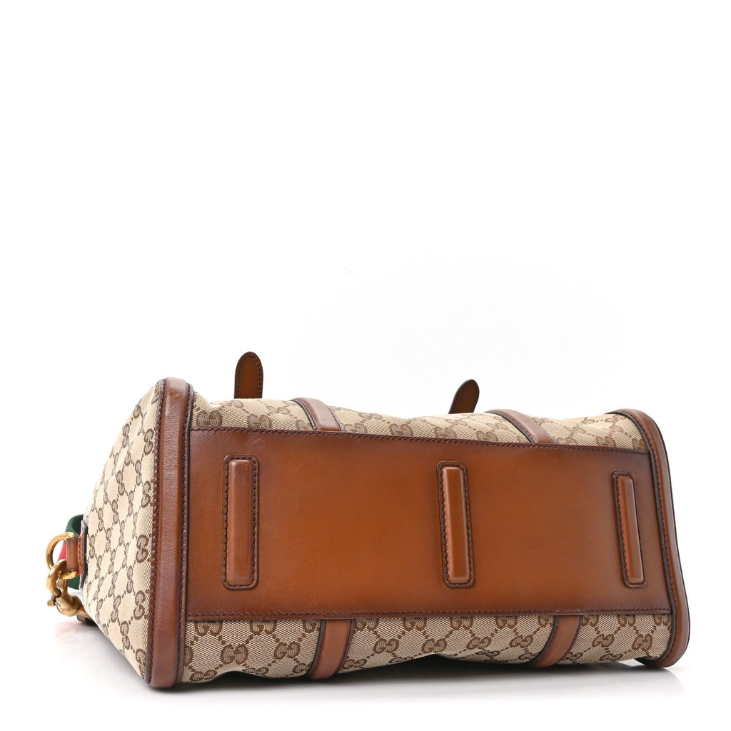 Gucci Monogram Medium Lady Web Boston Bag Beige Cuir