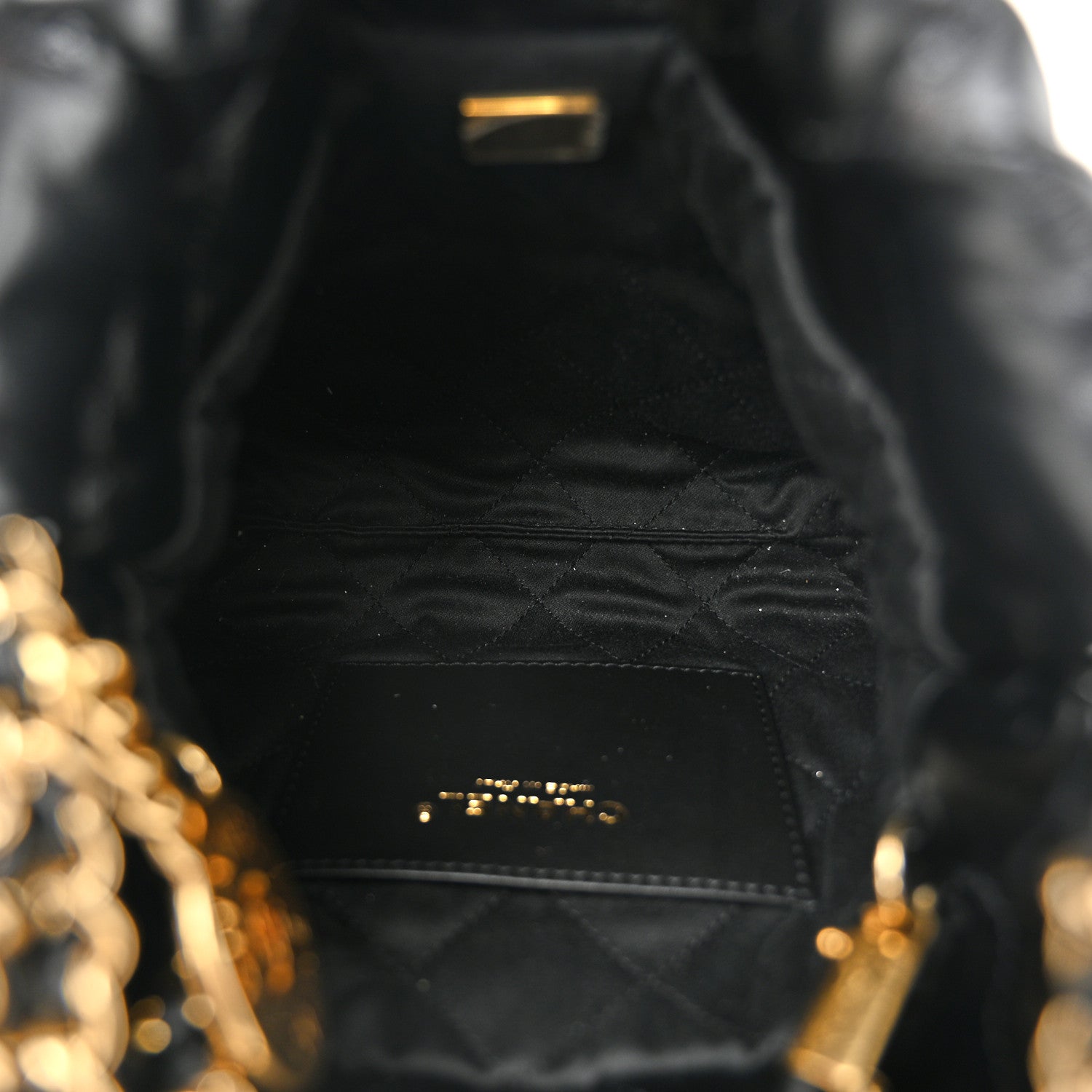 Chanel Shiny Calfskin Quilted Pearl CC Chain Mini Chanel 22 Black