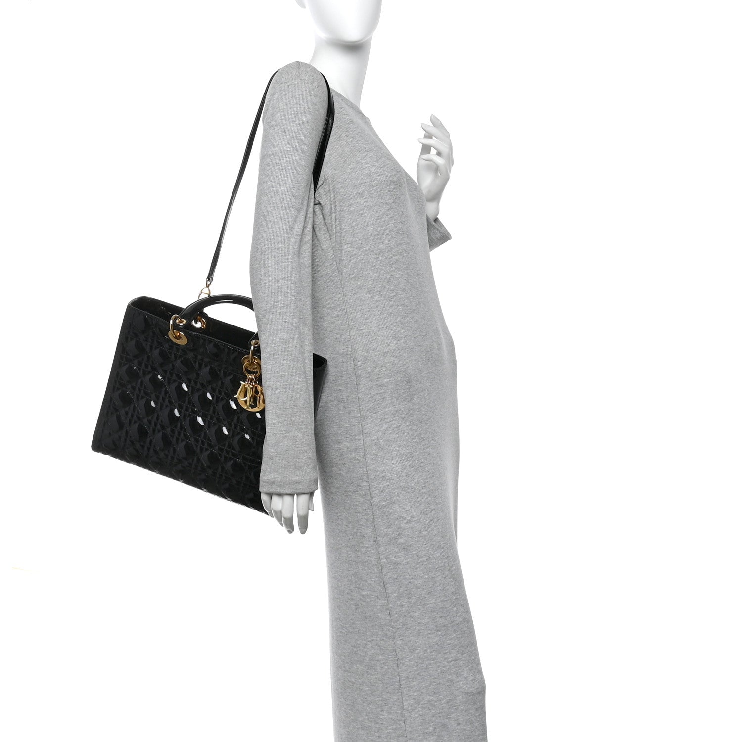 Christian Dior Patent Cannage Large Lady Dior Black