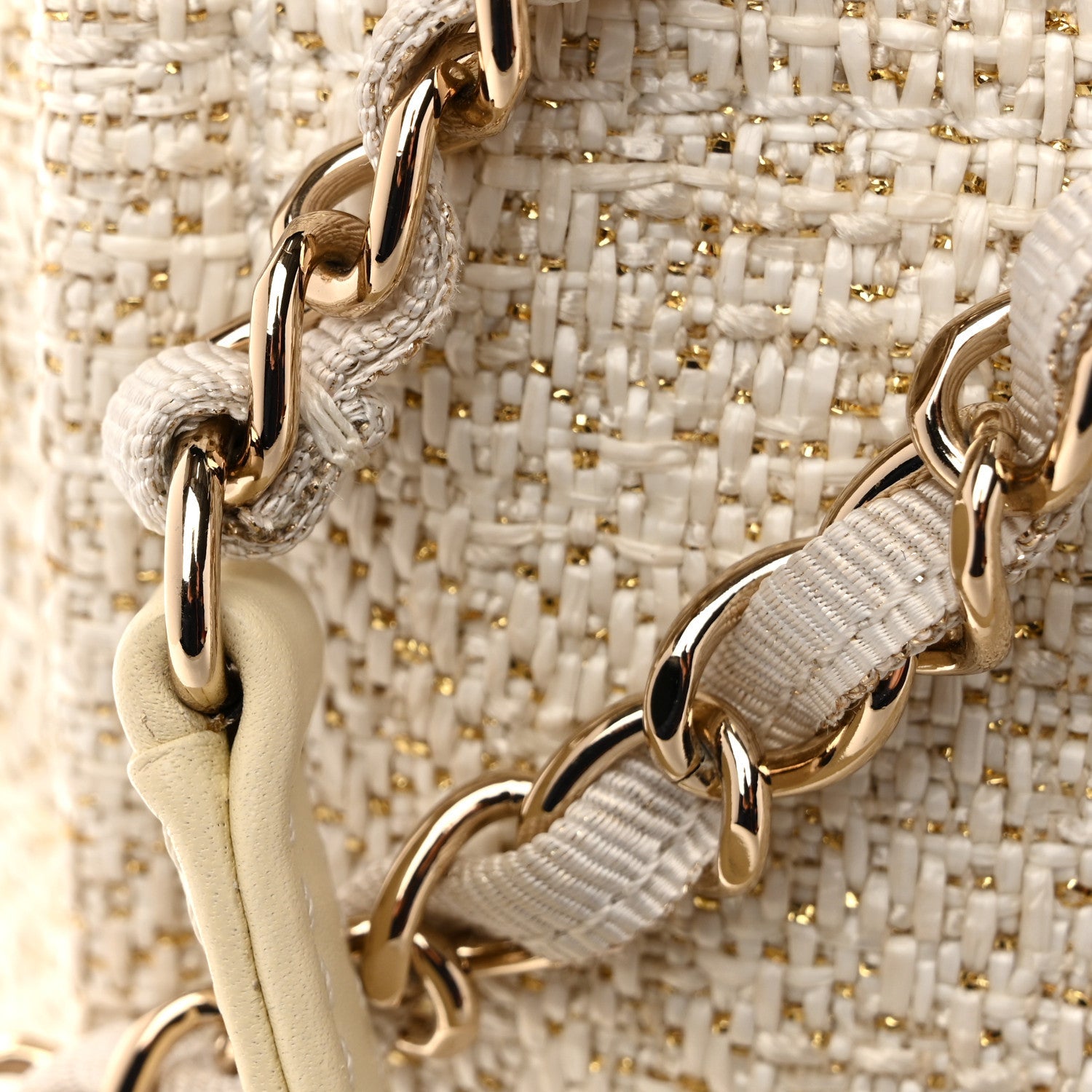 Chanel Lurex Boucle Mini Deauville Tote White