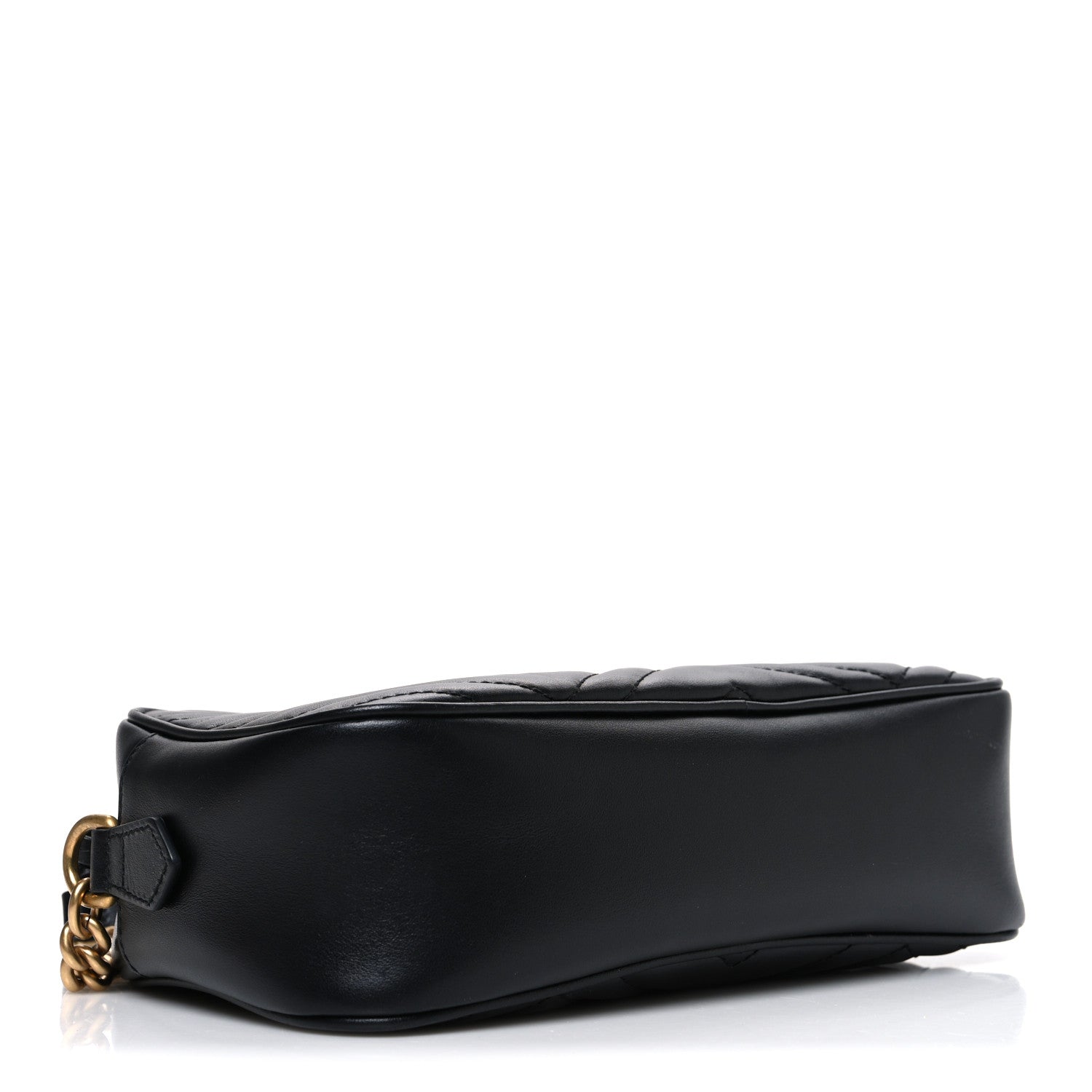 Gucci Calfskin Matelasse Small GG Marmont Chain Shoulder Bag Black