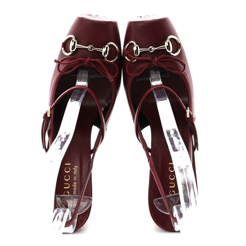 Gucci Nappa Charlotte Horsebit Ballet Mary Jane Pumps 38 Rosso Ancora Red