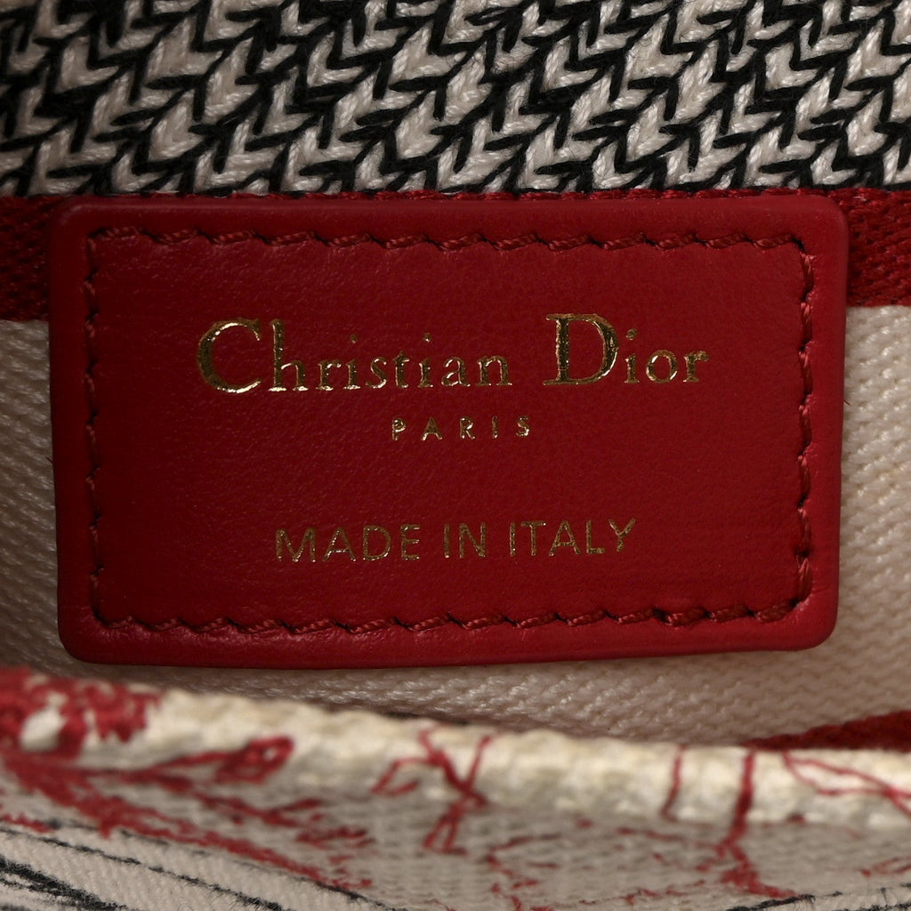 Christian Dior Canvas Embroidered Medium Dioramour D-Royaume Lady D-Lite Red Multicolor