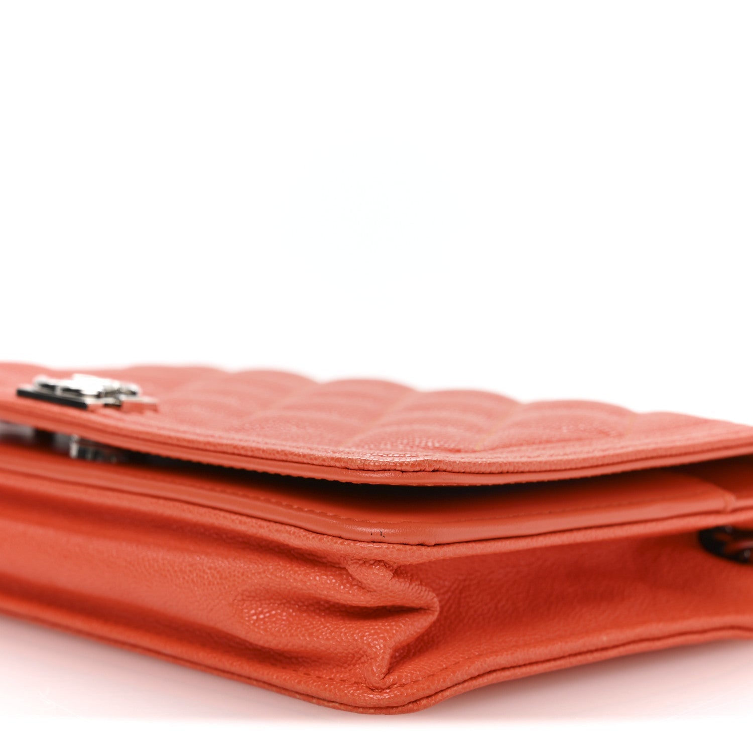 Chanel Caviar Quilted Boy Wallet On Chain WOC Orange