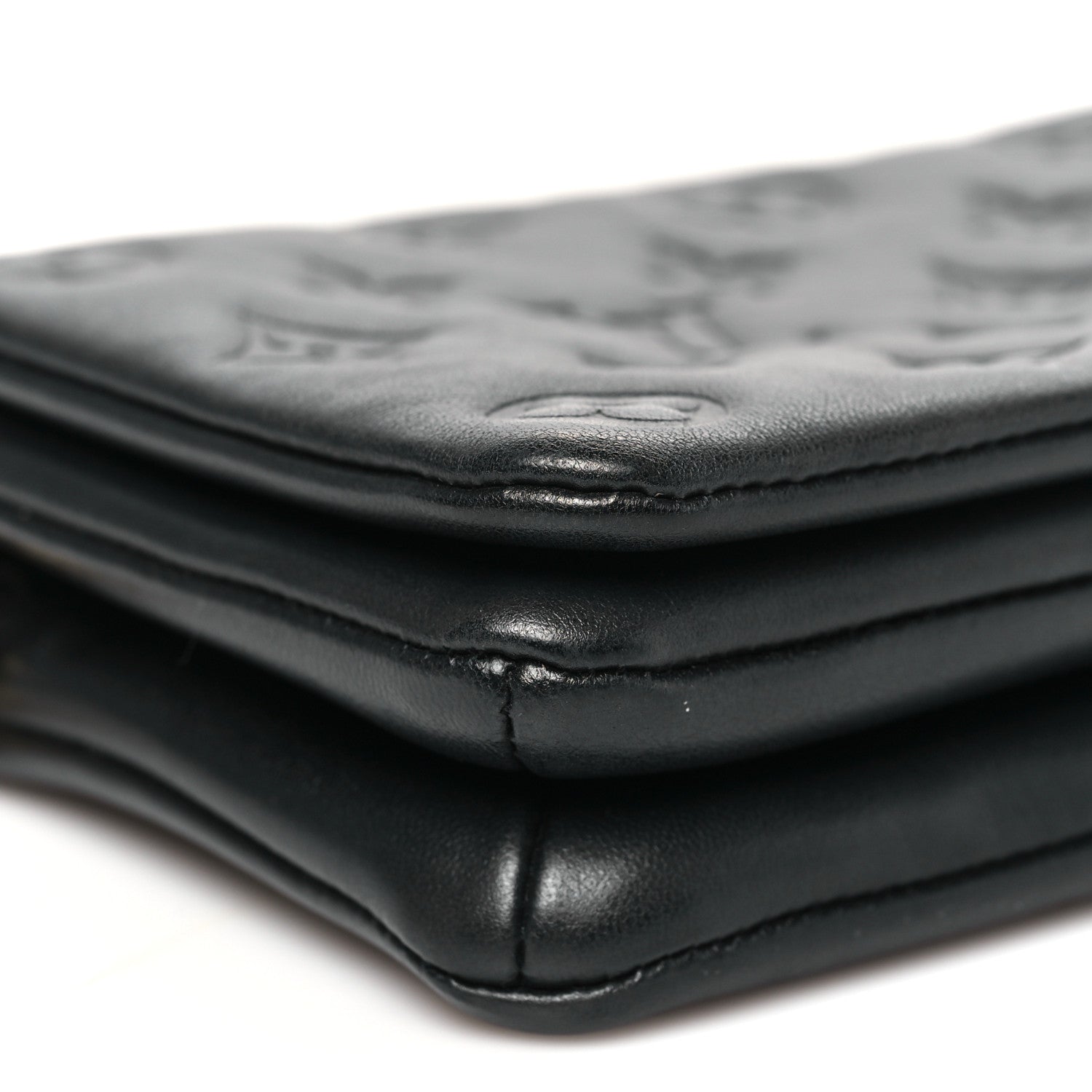 Louis Vuitton Lambskin Embossed Monogram Pochette Coussin Black