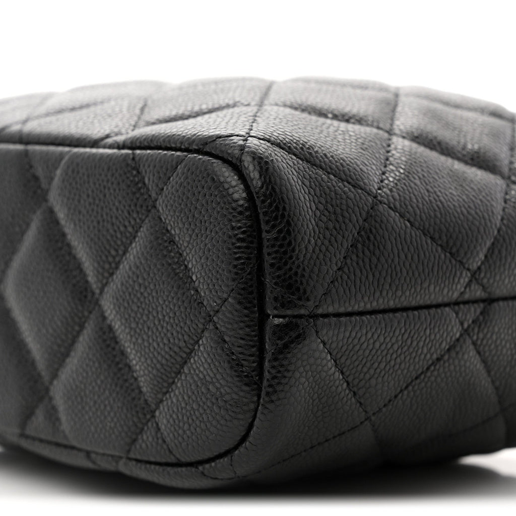 Chanel Caviar Quilted Hobo Clutch With Chain  Black