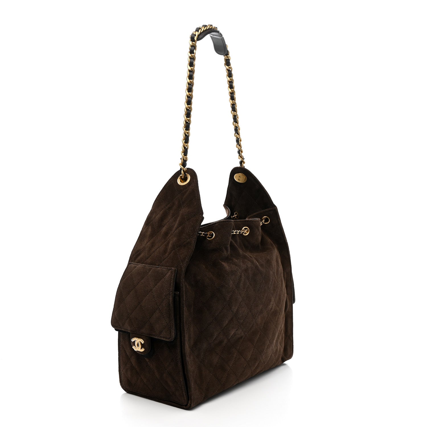 Chanel Suede Quilted Medium Chanel 25 Handbag Dark Brown