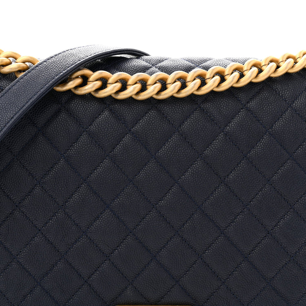 Chanel Caviar Quilted New Medium Boy Flap Blue