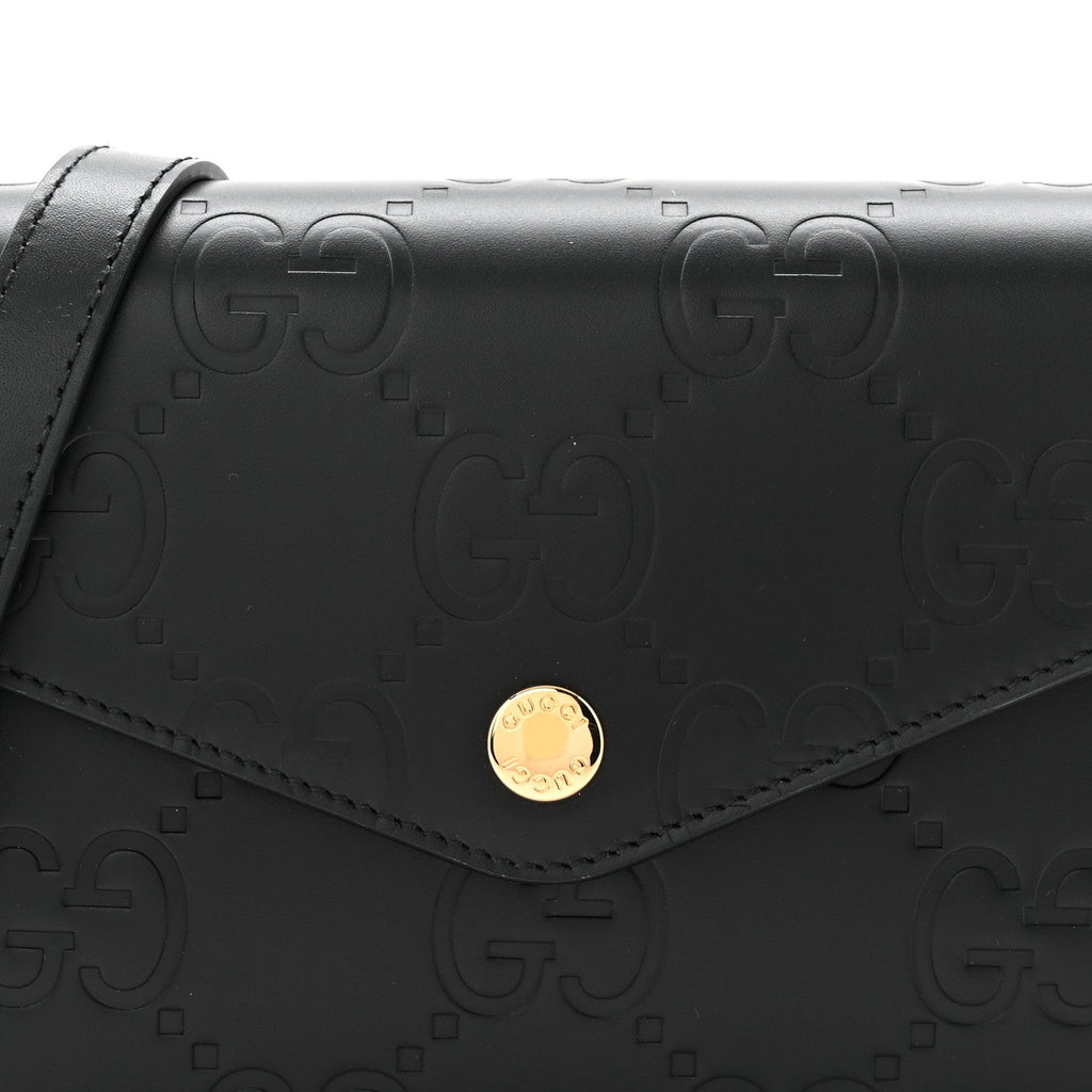 Gucci Gilbert Calfskin GG Super Mini Shoulder Bag Black