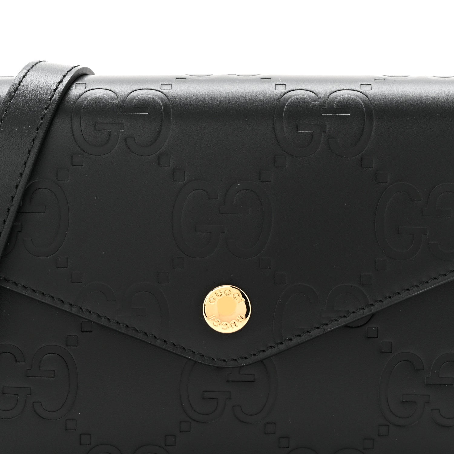 Gucci Gilbert Calfskin GG Super Mini Shoulder Bag Black