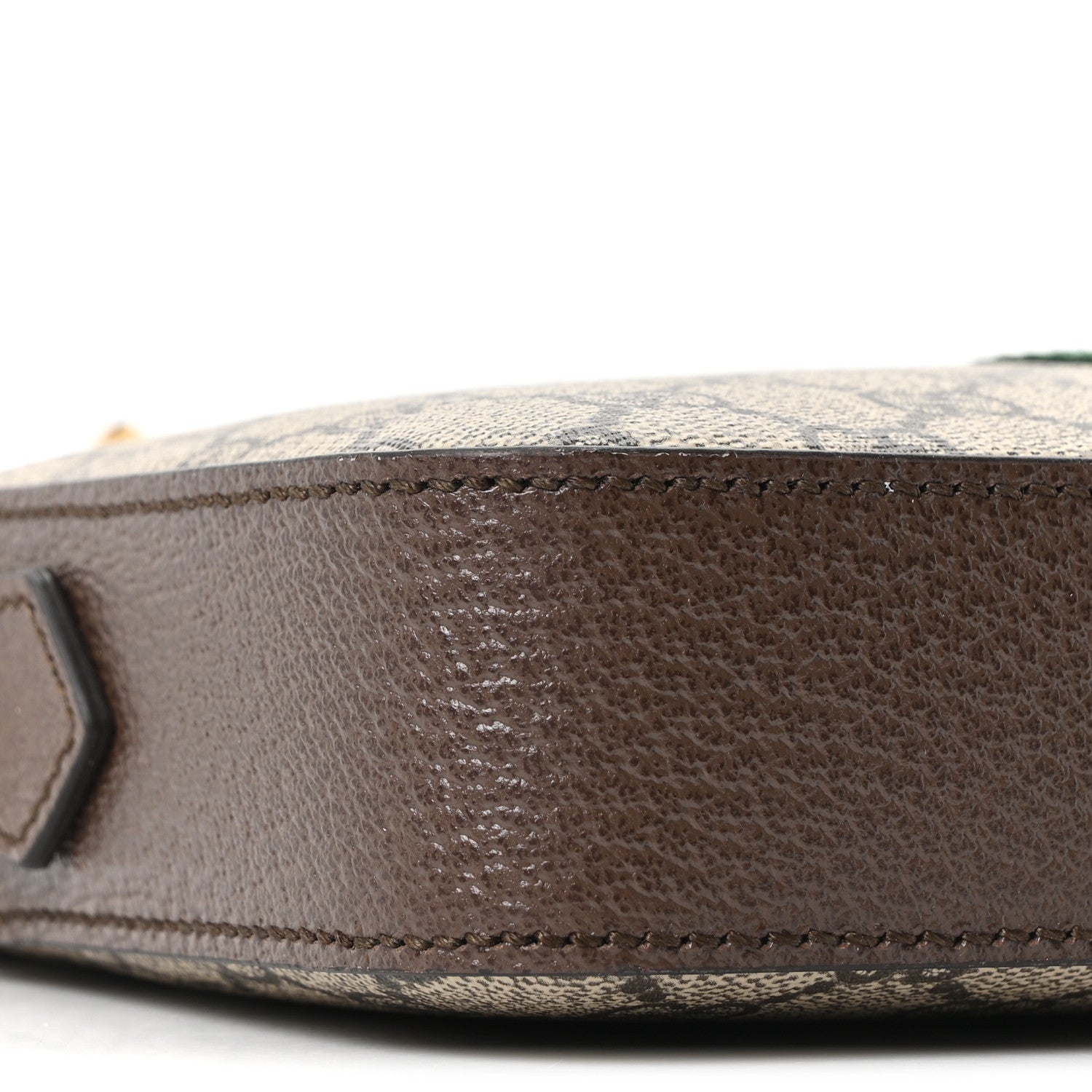 Gucci GG Supreme Monogram Textured Dollar Calfskin Web Ophidia Wristlet Shoulder Bag Beige Ebony New Acero