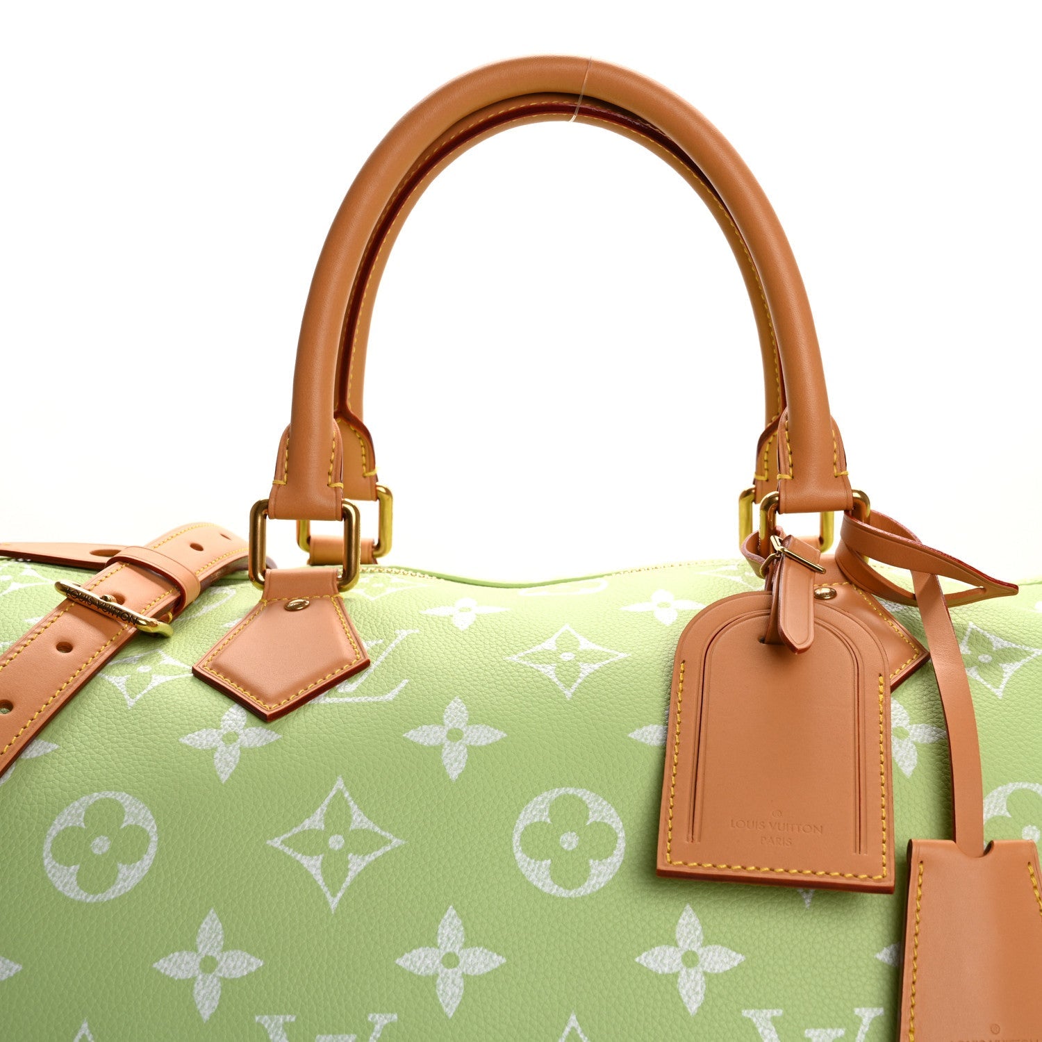 Louis Vuitton Calfskin Monogram Speedy P9 Bandouliere 50 Frozen Lime