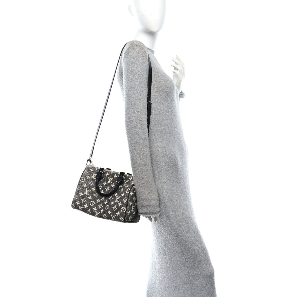 Louis Vuitton Denim Monogram Jacquard Speedy Bandouliere 25 Black