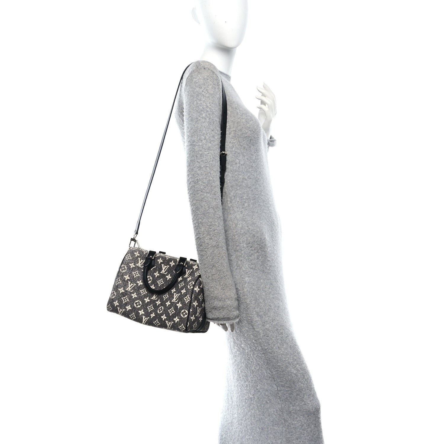 Louis Vuitton Denim Monogram Jacquard Speedy Bandouliere 25 Black