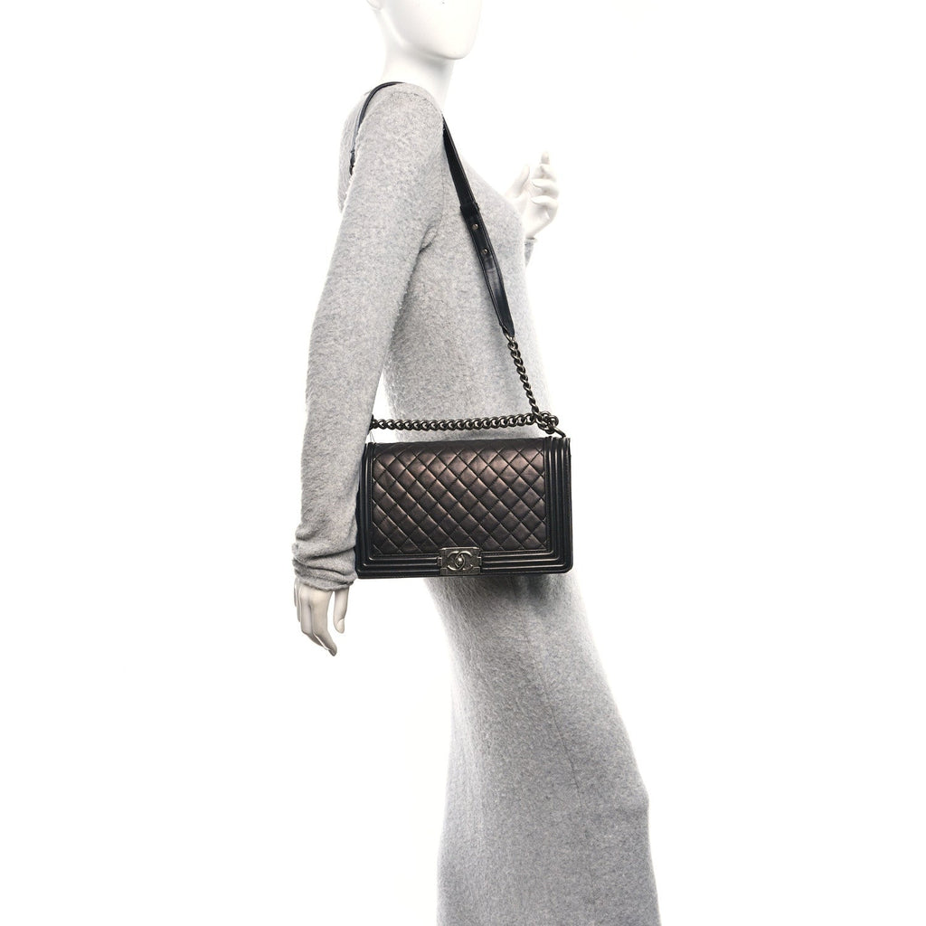 Chanel Lambskin Quilted New Medium Boy Flap Black