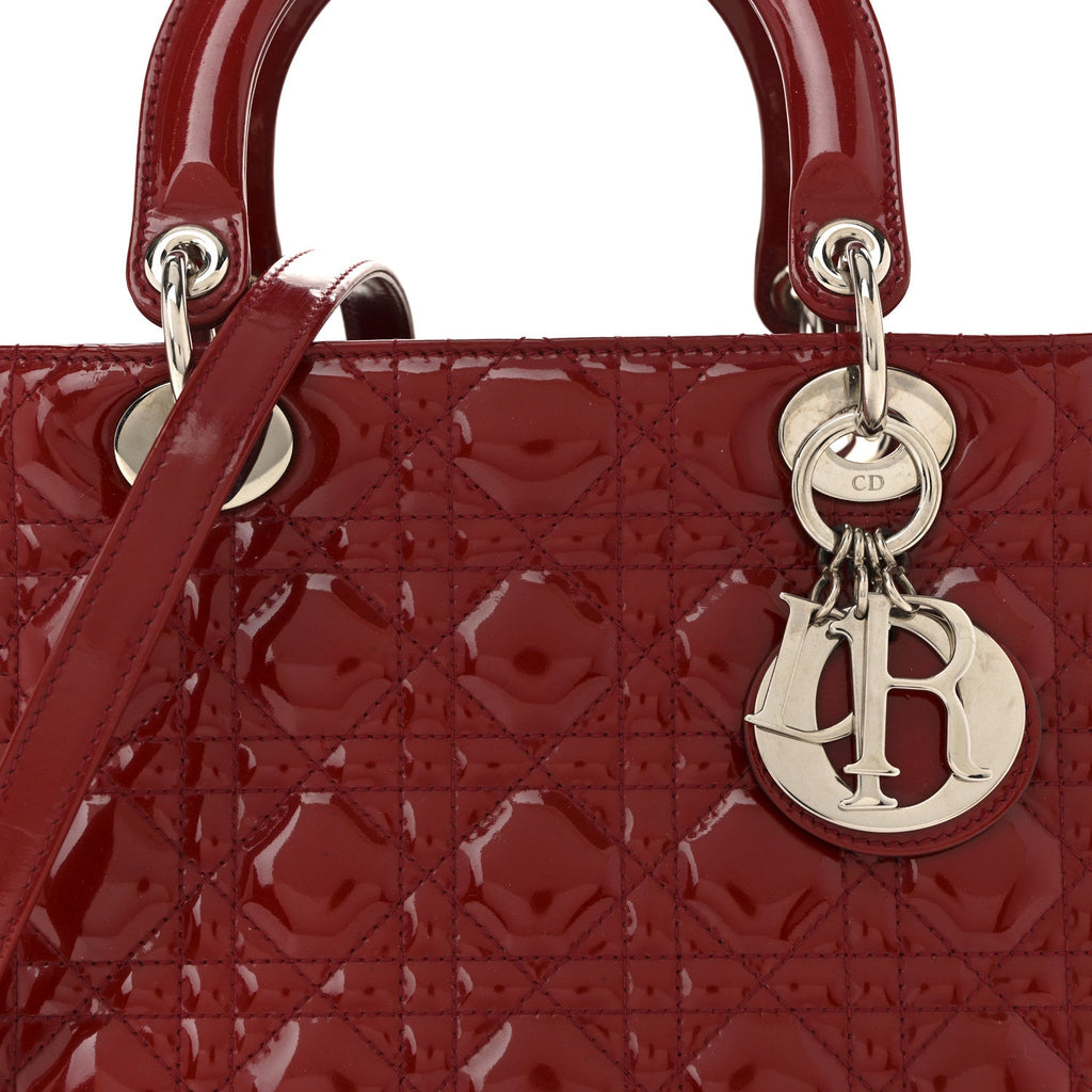 Christian Dior Patent Cannage Medium Lady Dior Red