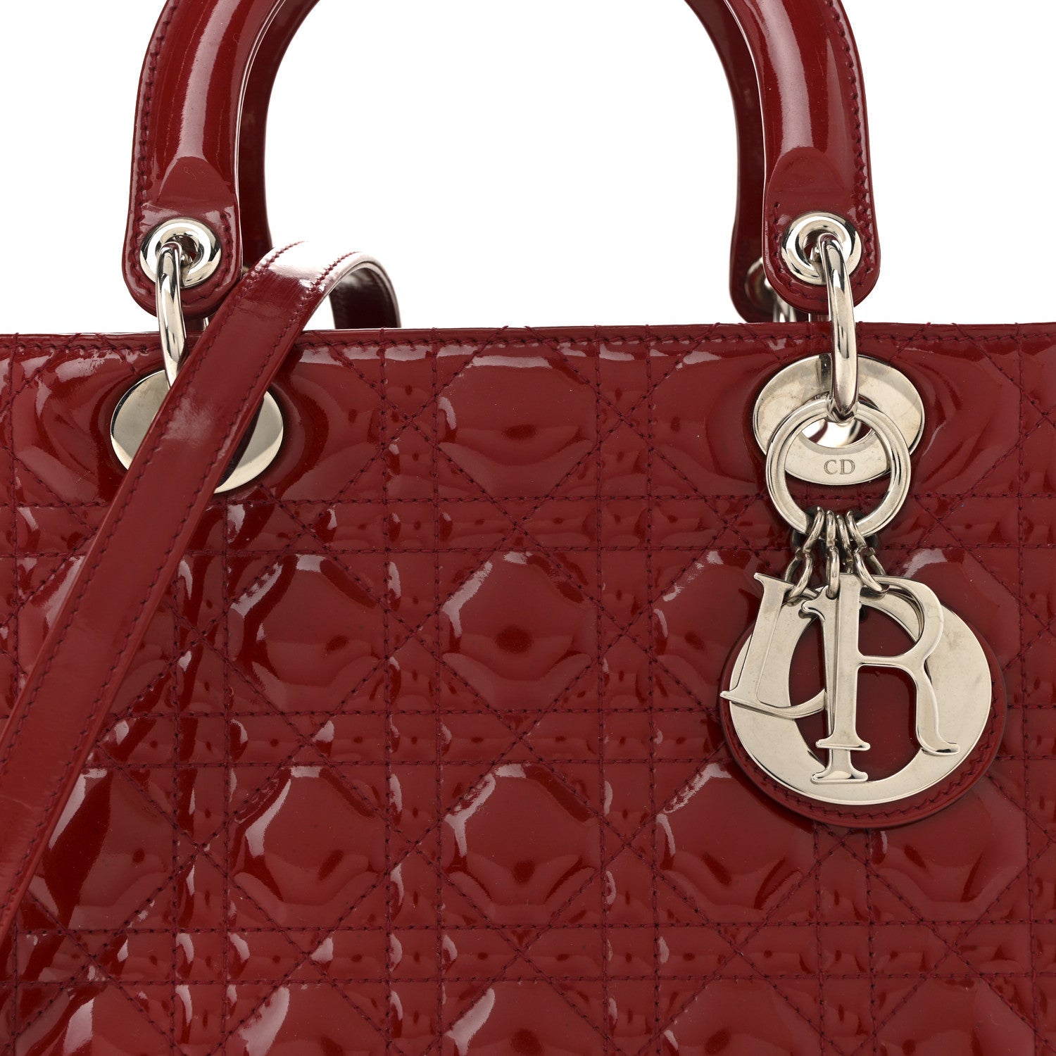 Christian Dior Patent Cannage Medium Lady Dior Red