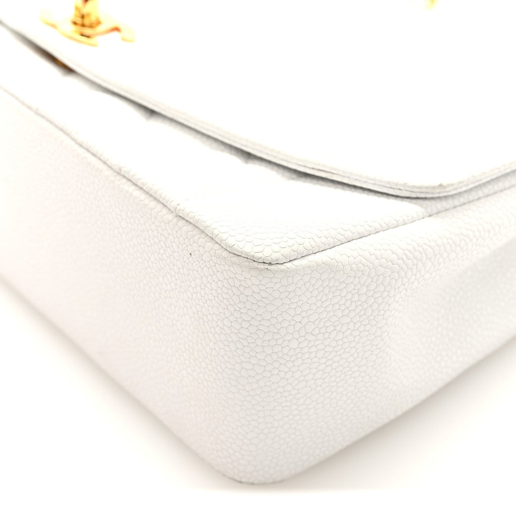 Chanel Caviar Quilted Medium Single Flap White