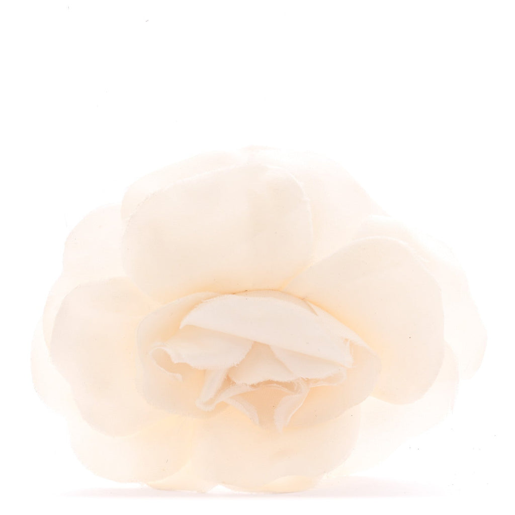Crepe Satin Camellia Brooch White