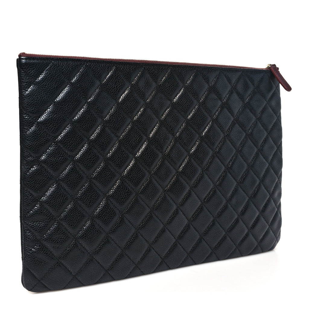 Caviar Quilted Large Cosmetic Case Black