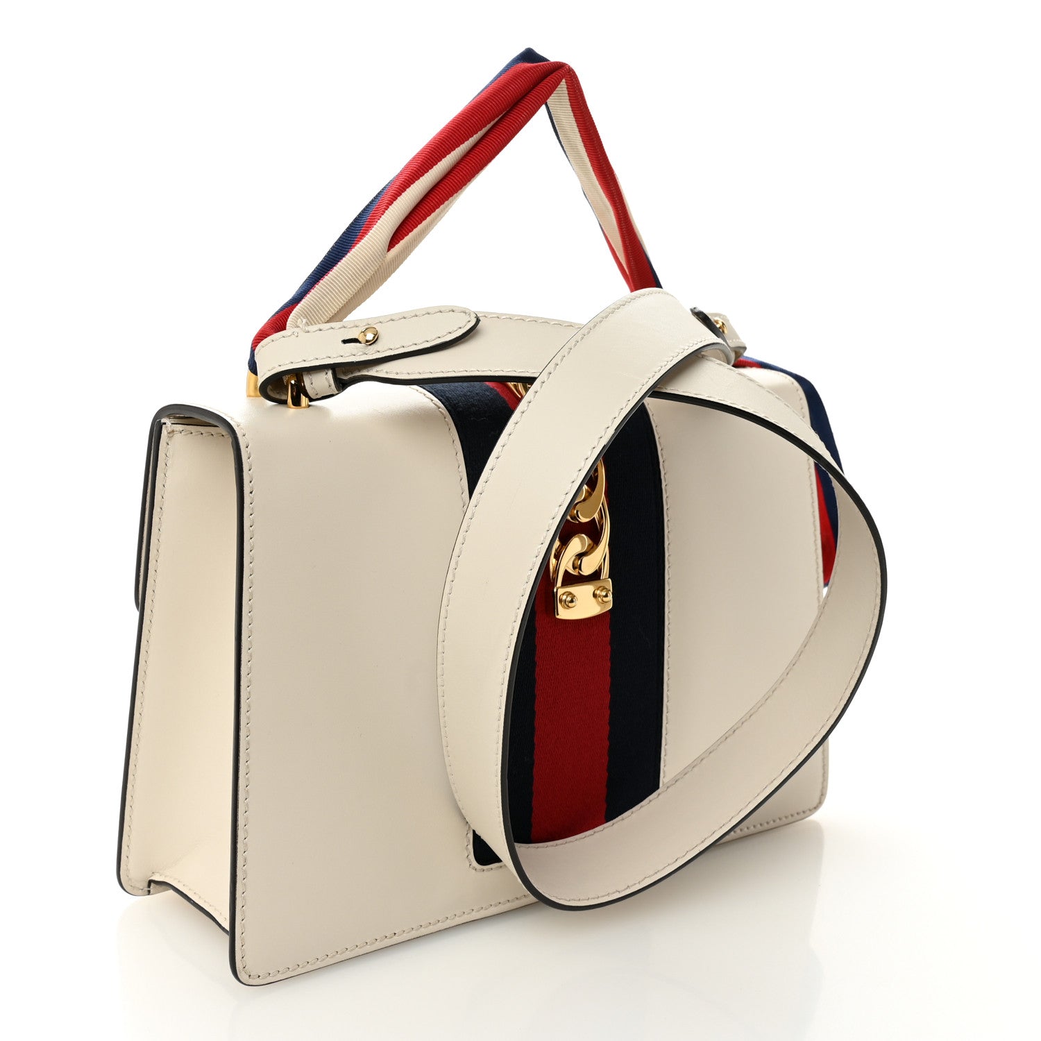 Gucci Calfskin Small Sylvie Shoulder Bag Off White