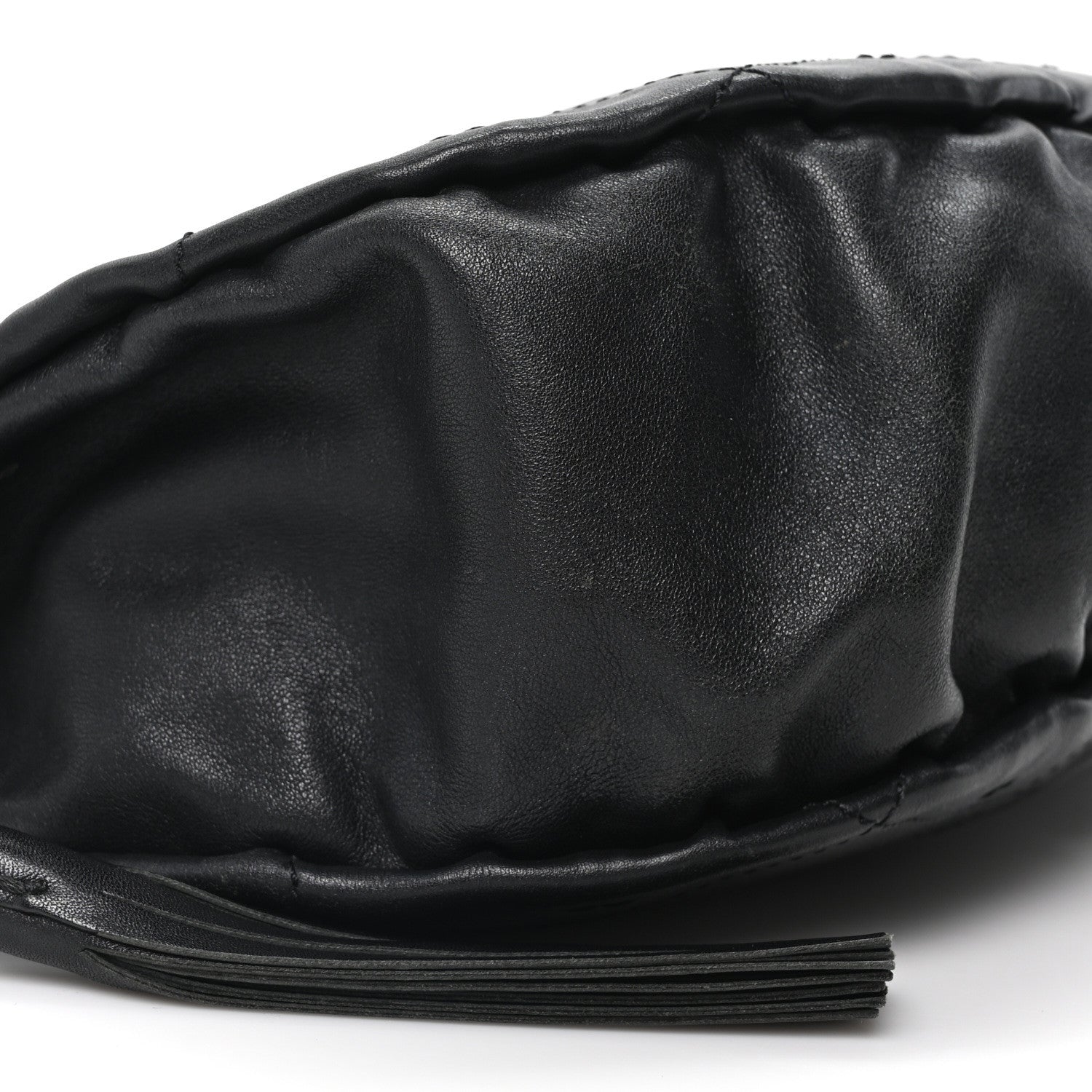 Chanel Lambskin Stitched Chocolate Bar Chain Fringe Hobo Black