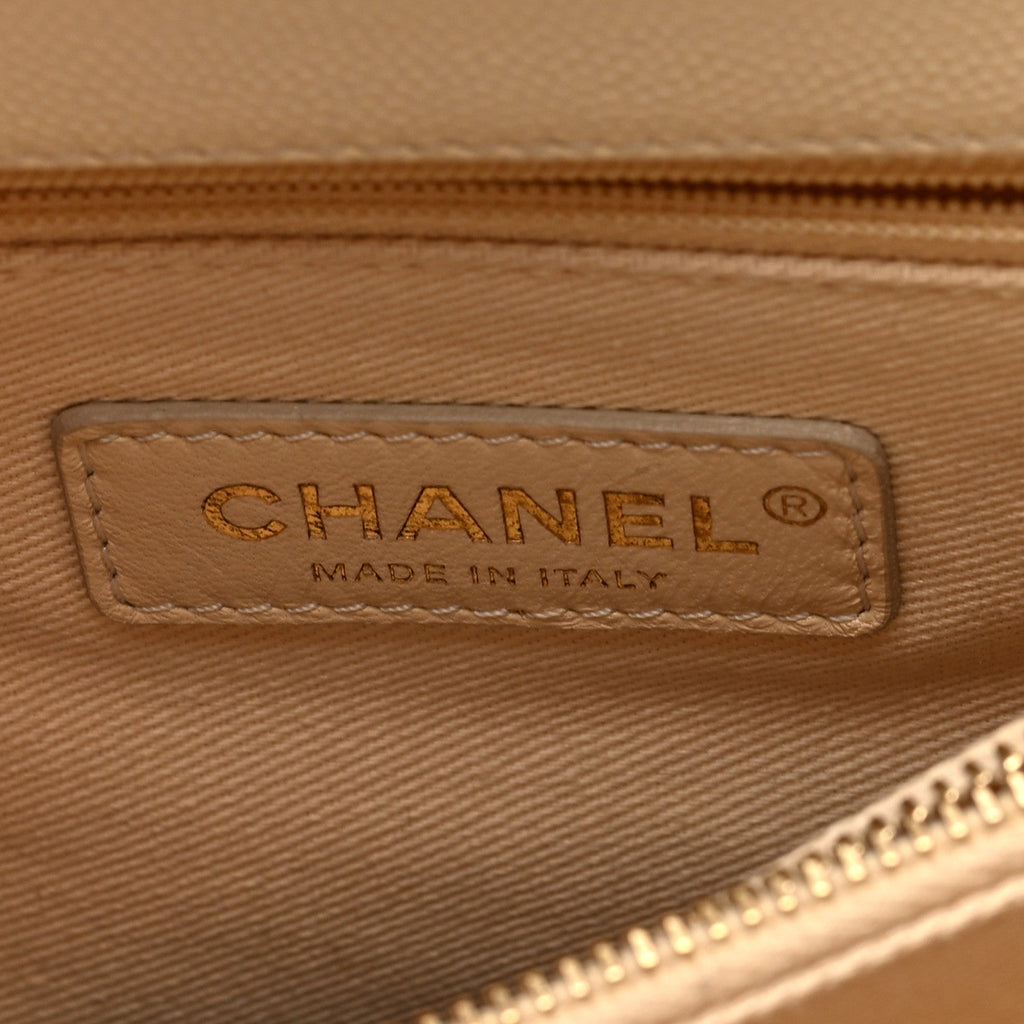 Chanel Caviar Quilted Small Coco Handle Flap White
