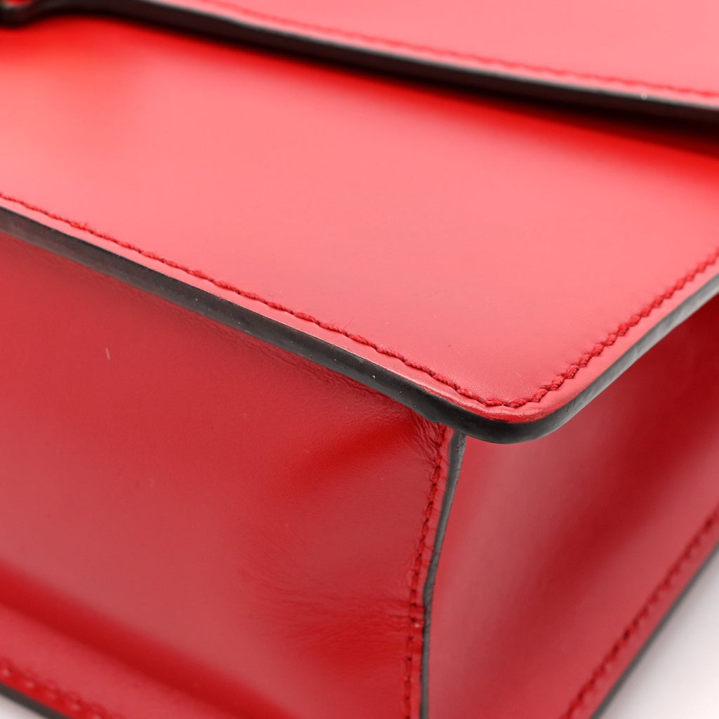 Gucci Calfskin Small Sylvie Shoulder Bag Hibiscus Red