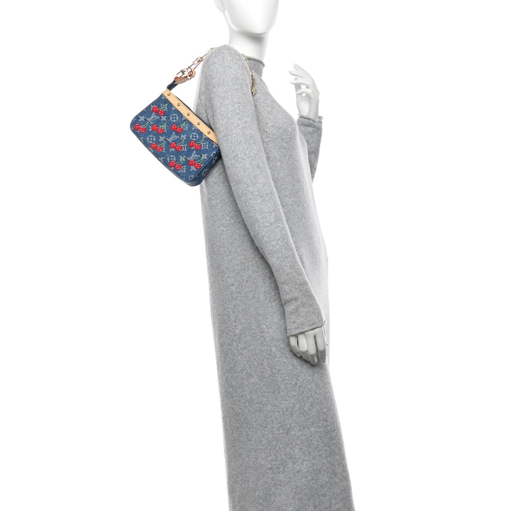 Louis Vuitton LV X TM Monogram Denim Cerises Pochette Accessories Blue