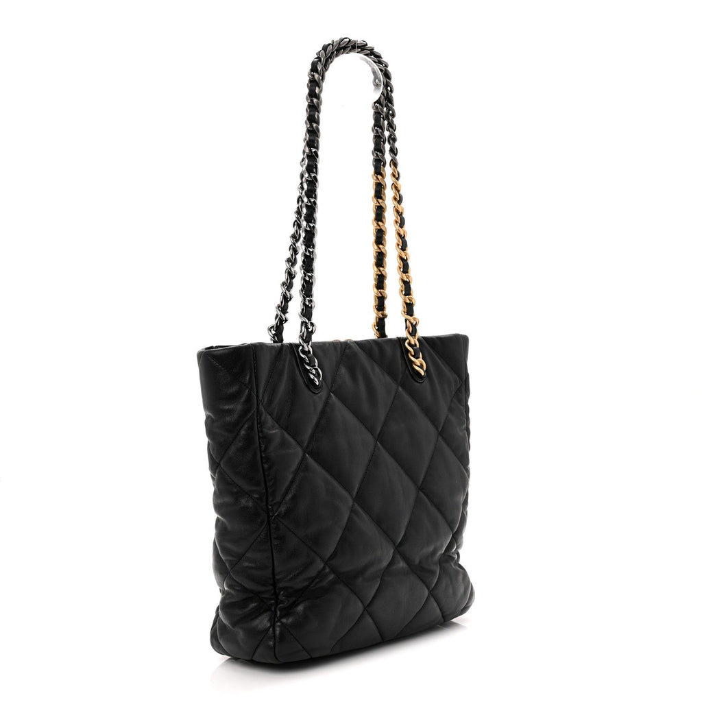 Chanel Lambskin Quilted Chanel 19 Shopping Bag Black