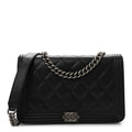 Chanel Caviar Quilted Boy Wallet On Chain WOC Black