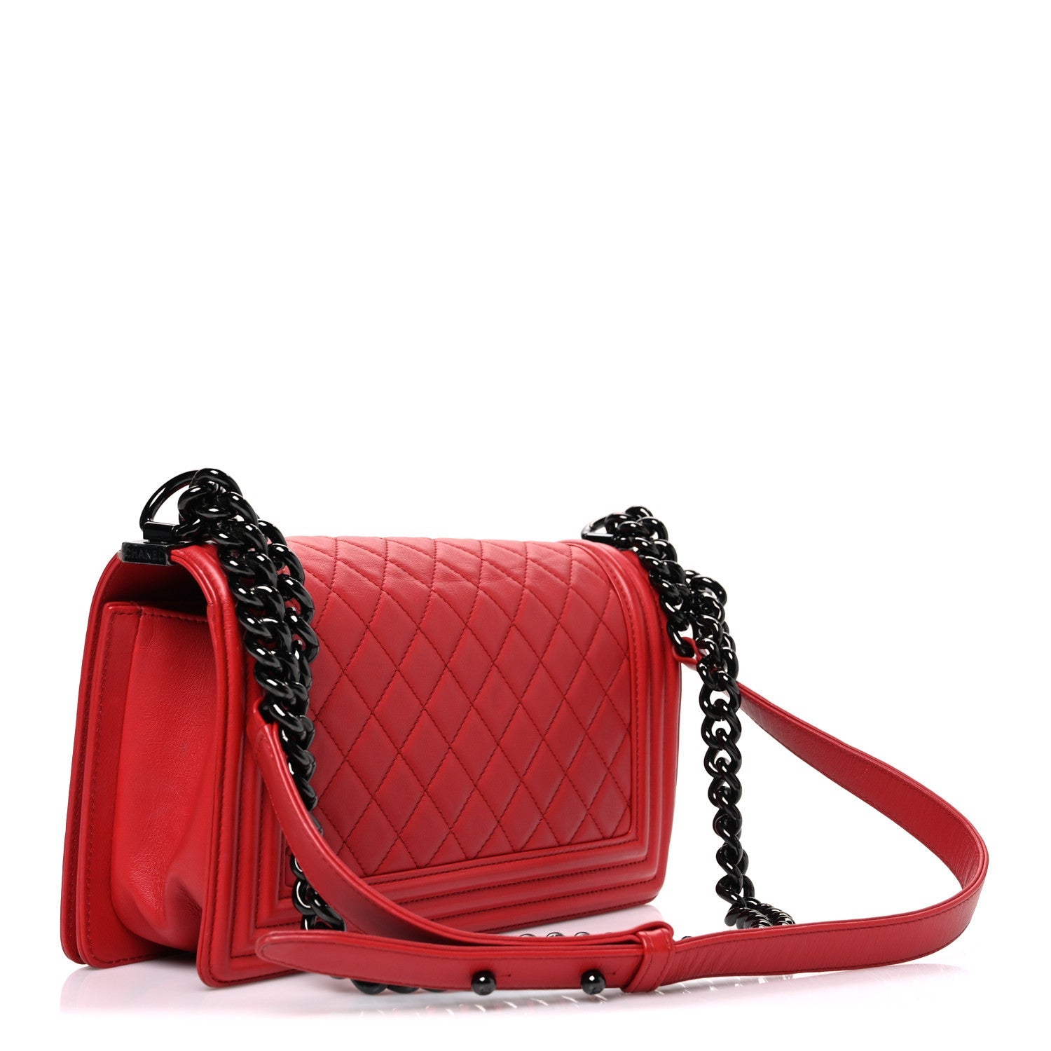 Chanel Lambskin Quilted Medium Boy Flap Red